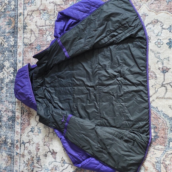 Vintage y2k Nike Reversible Hooded Quilted Puffer Jacket  Black Purple Sz LG - Picture 9 of 16